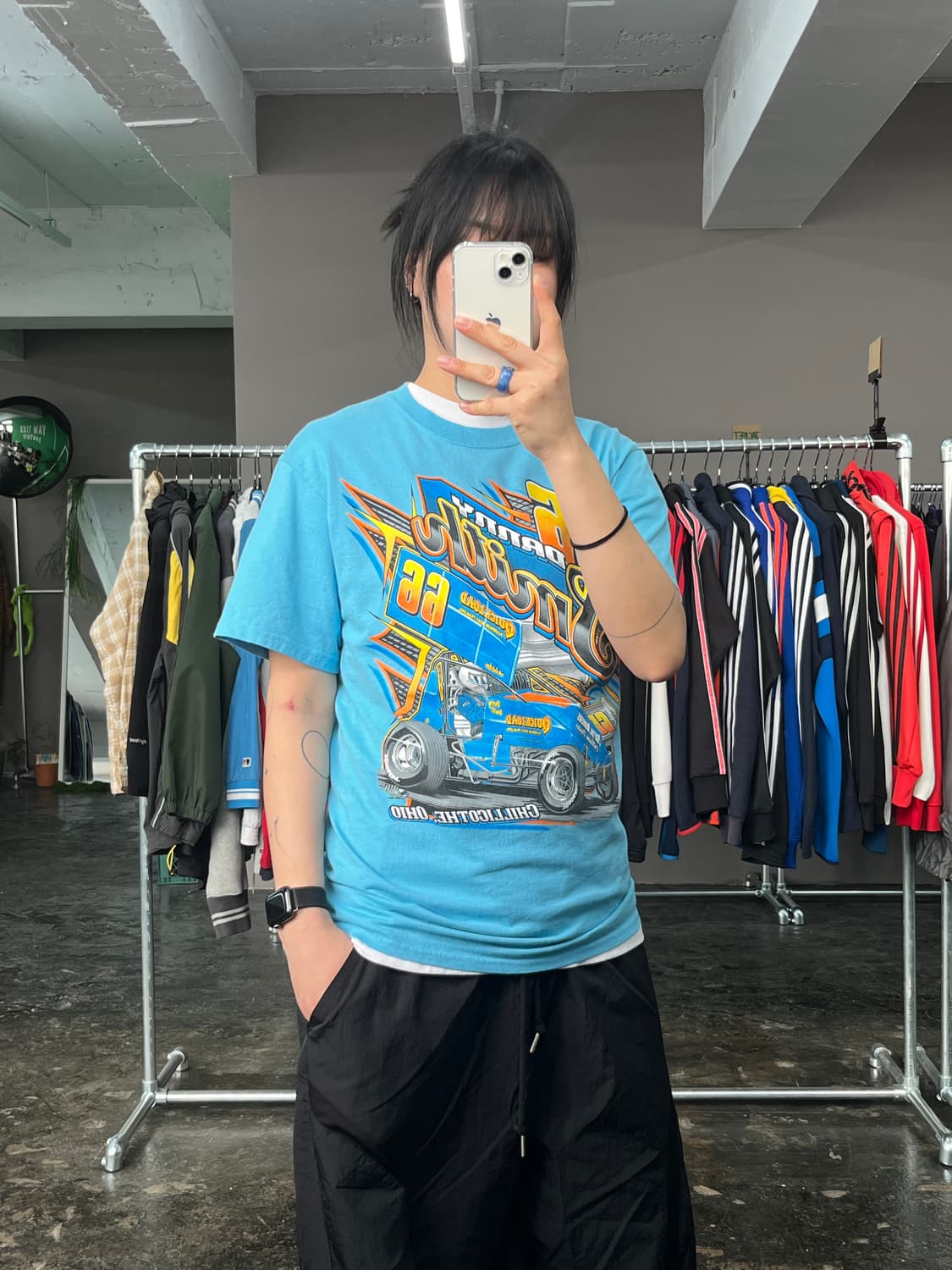 빈티지 레이싱 프린팅 반팔 티셔츠 상품이미지1