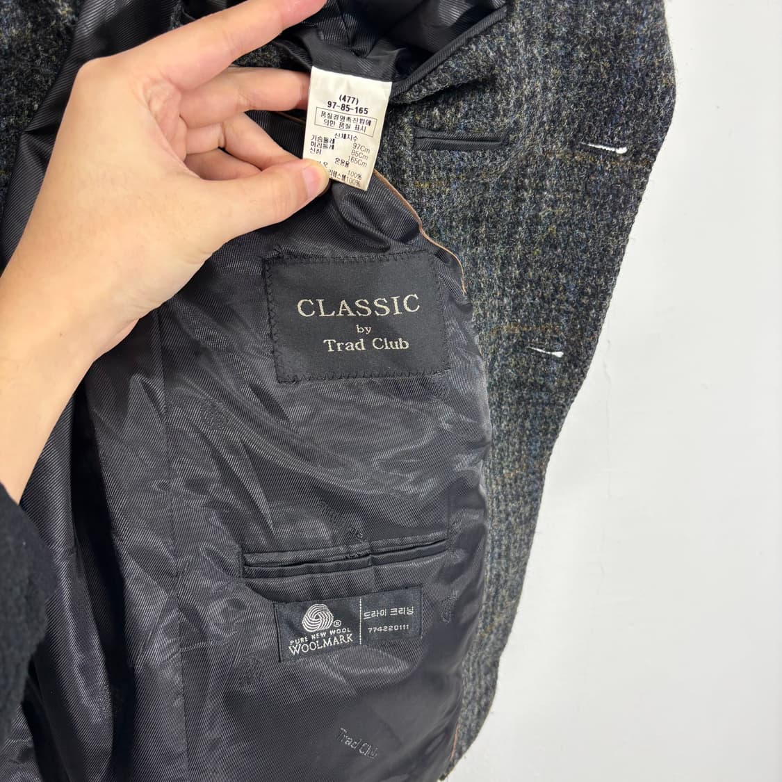 95 M 트래드클럽 X 해리스트위드 체크 트위드울 블레이져 상품이미지5