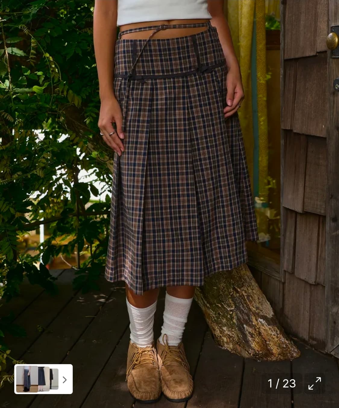 비터셀즈 리듬 체크 플리츠 스커트 네이비 상품이미지2