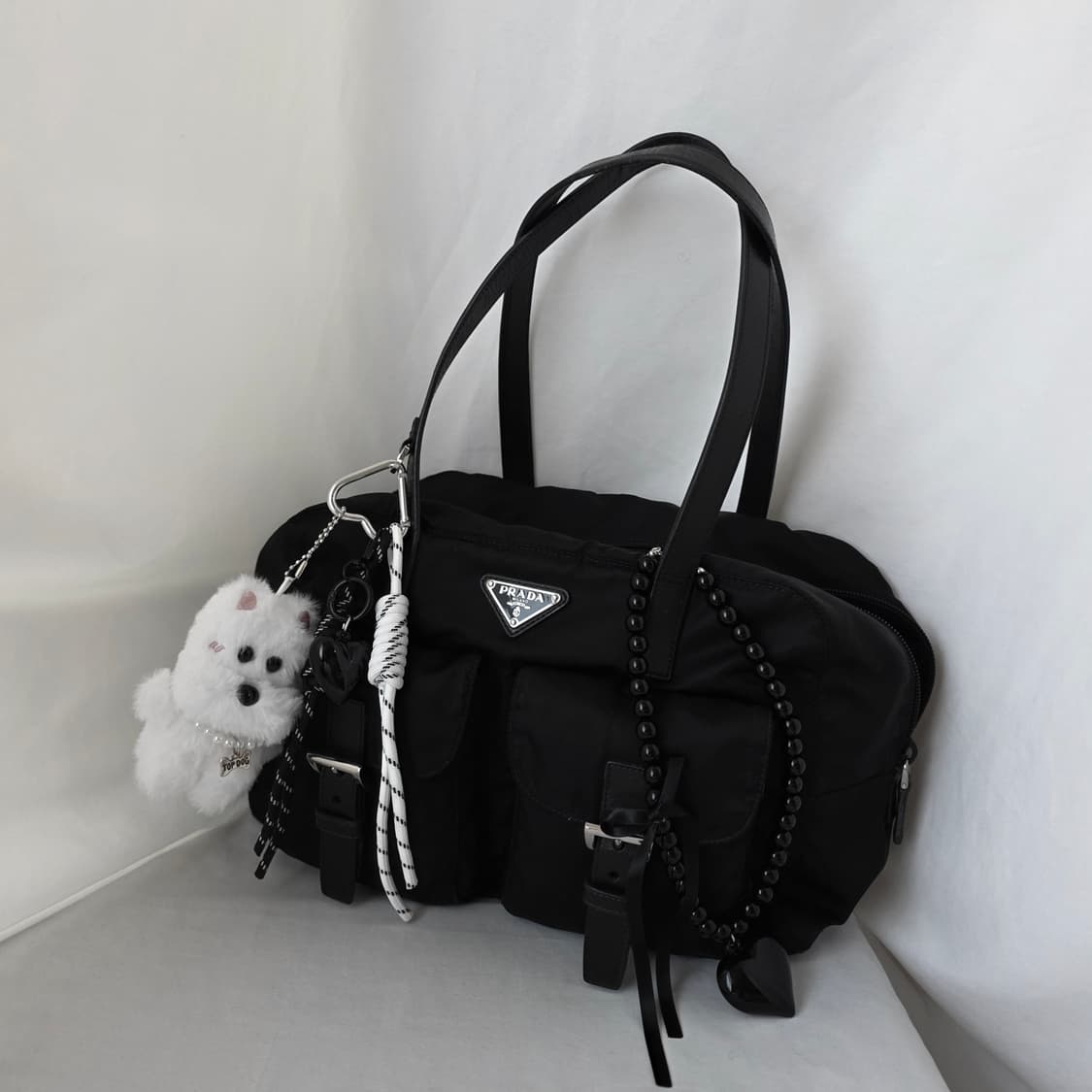 [정품 PRADA] 프라다 투포켓 나일론 토트백 볼링백 상품이미지2