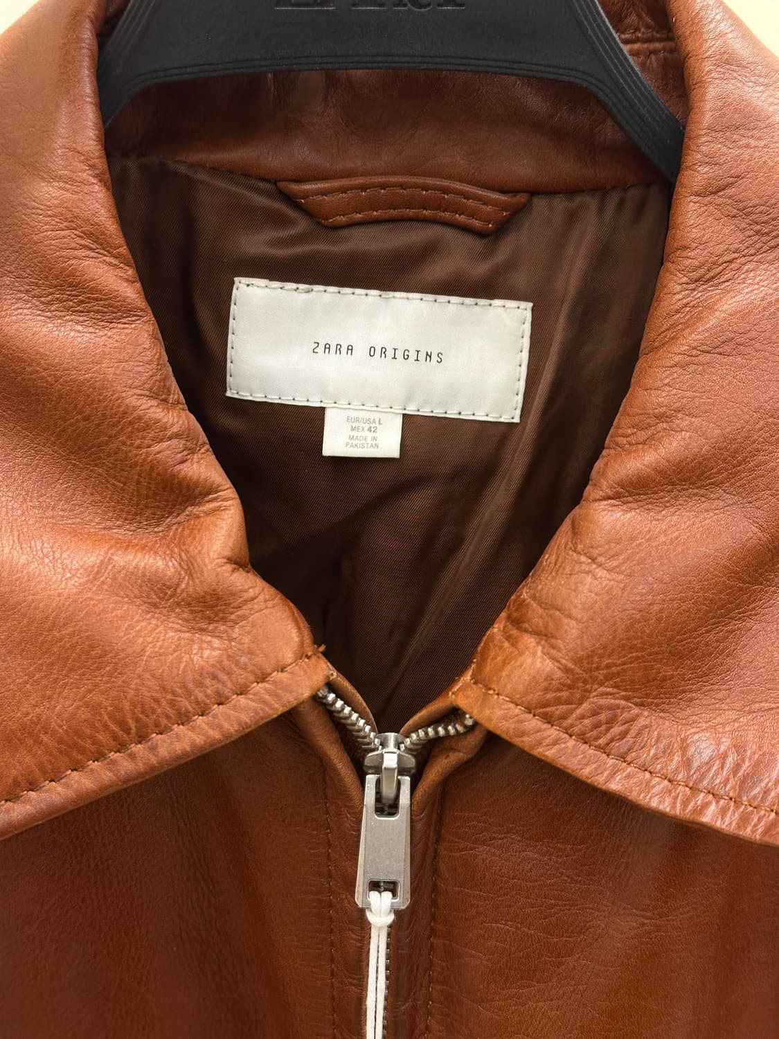 [새제품] 자라 오리진 리얼레더 소가죽 블루종 브라운 L 상품이미지2