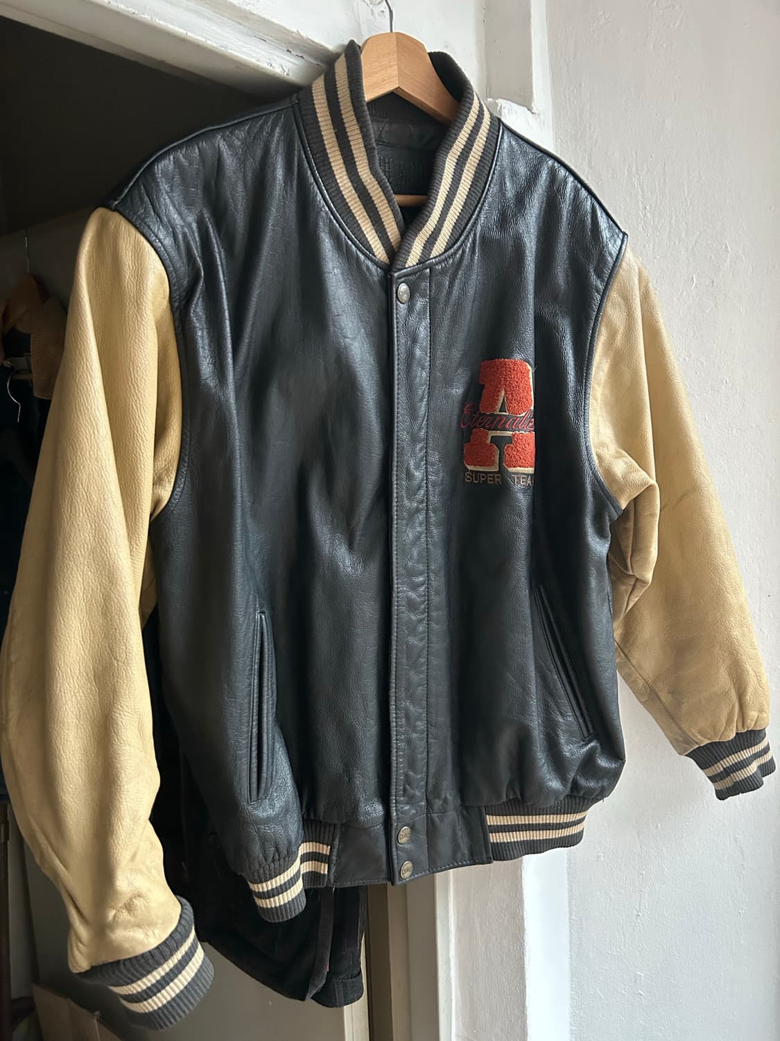 90‘s Shane 소가죽 바시티자켓 상품이미지1