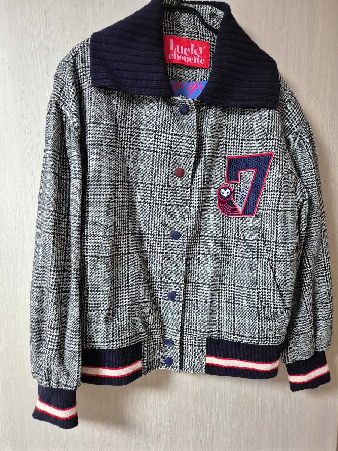 럭키슈에뜨 니트카라 울 자켓  카라점퍼 38 상품이미지3