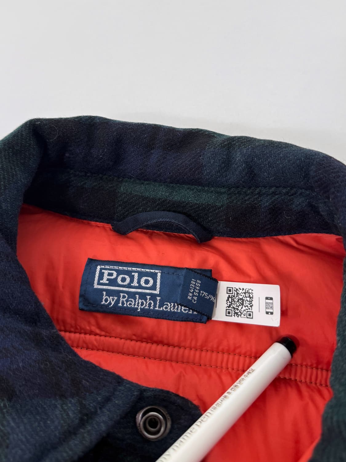 폴로 랄프로렌 신형 QR라벨 블랙와치 울 다운 패딩 자켓 상품이미지8