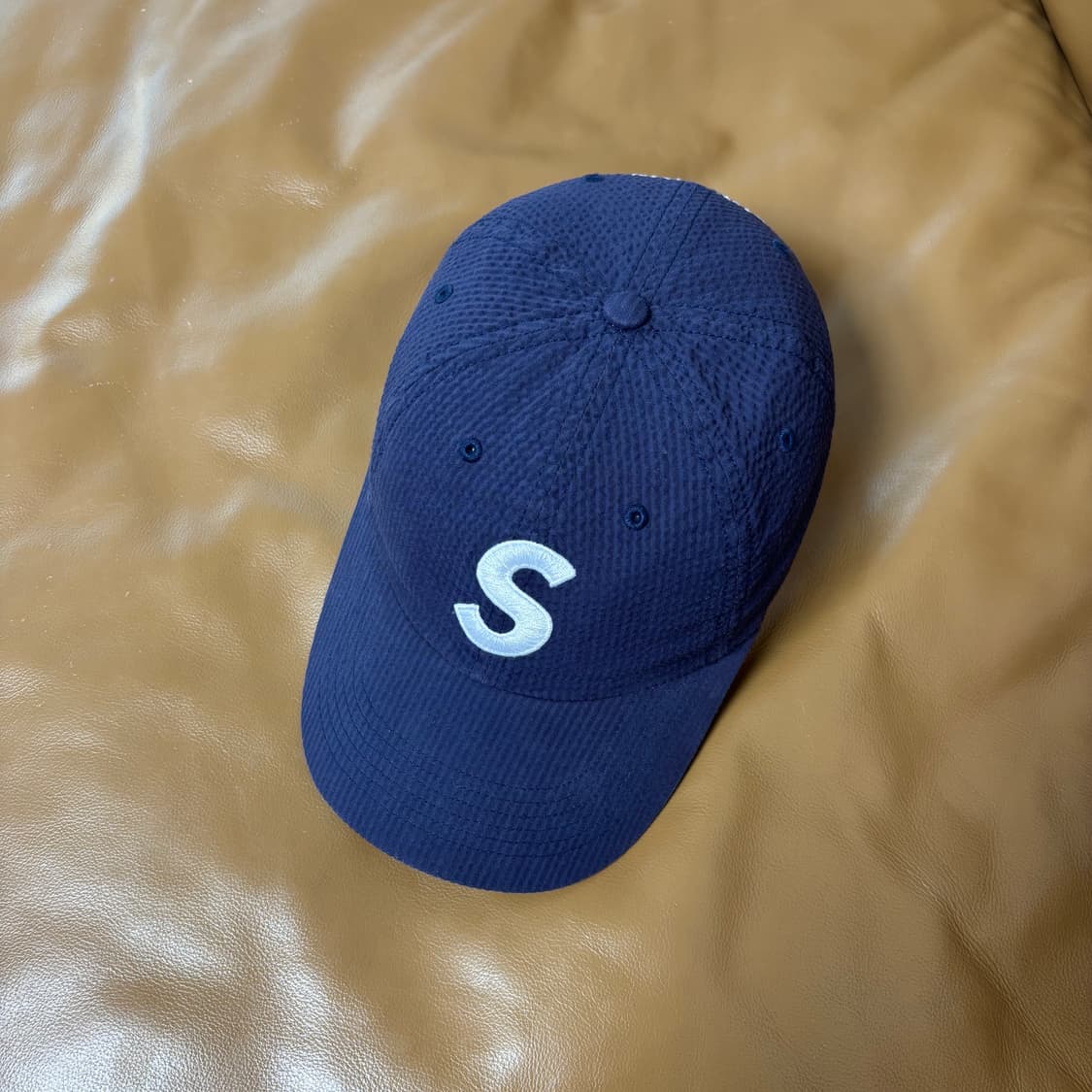 슈프림 S로고 6패널 볼캡 모자 24ss 시어서커 네이비 상품이미지7