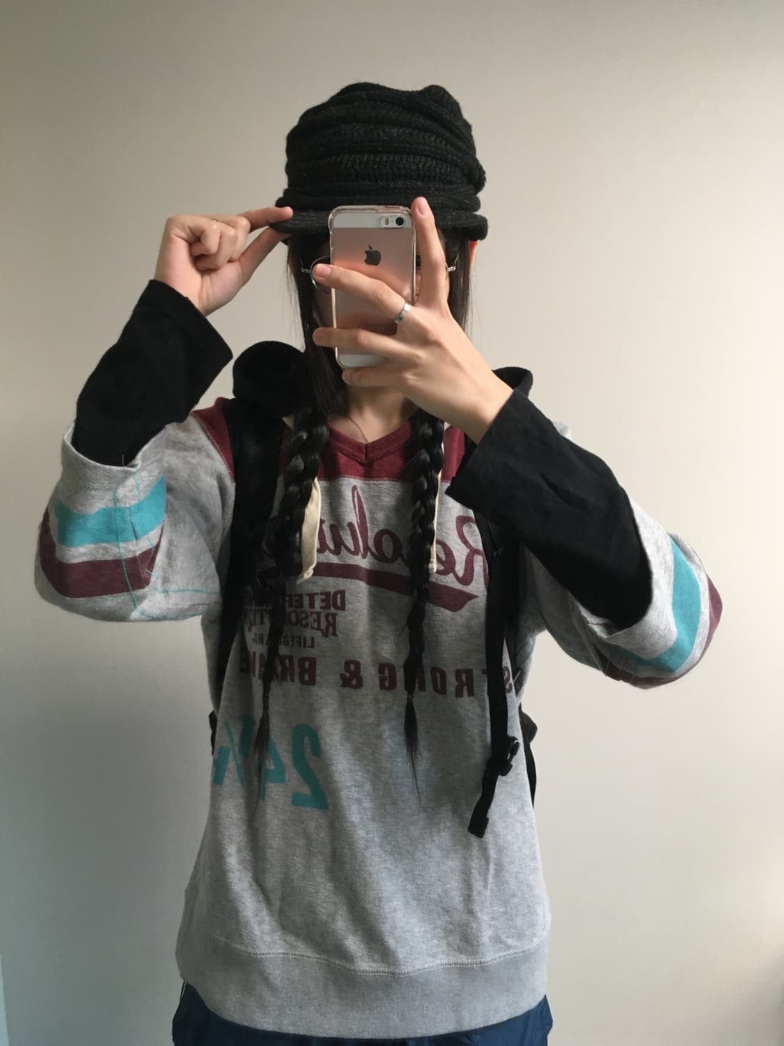 vintage layered hoodie top grey 상품이미지2