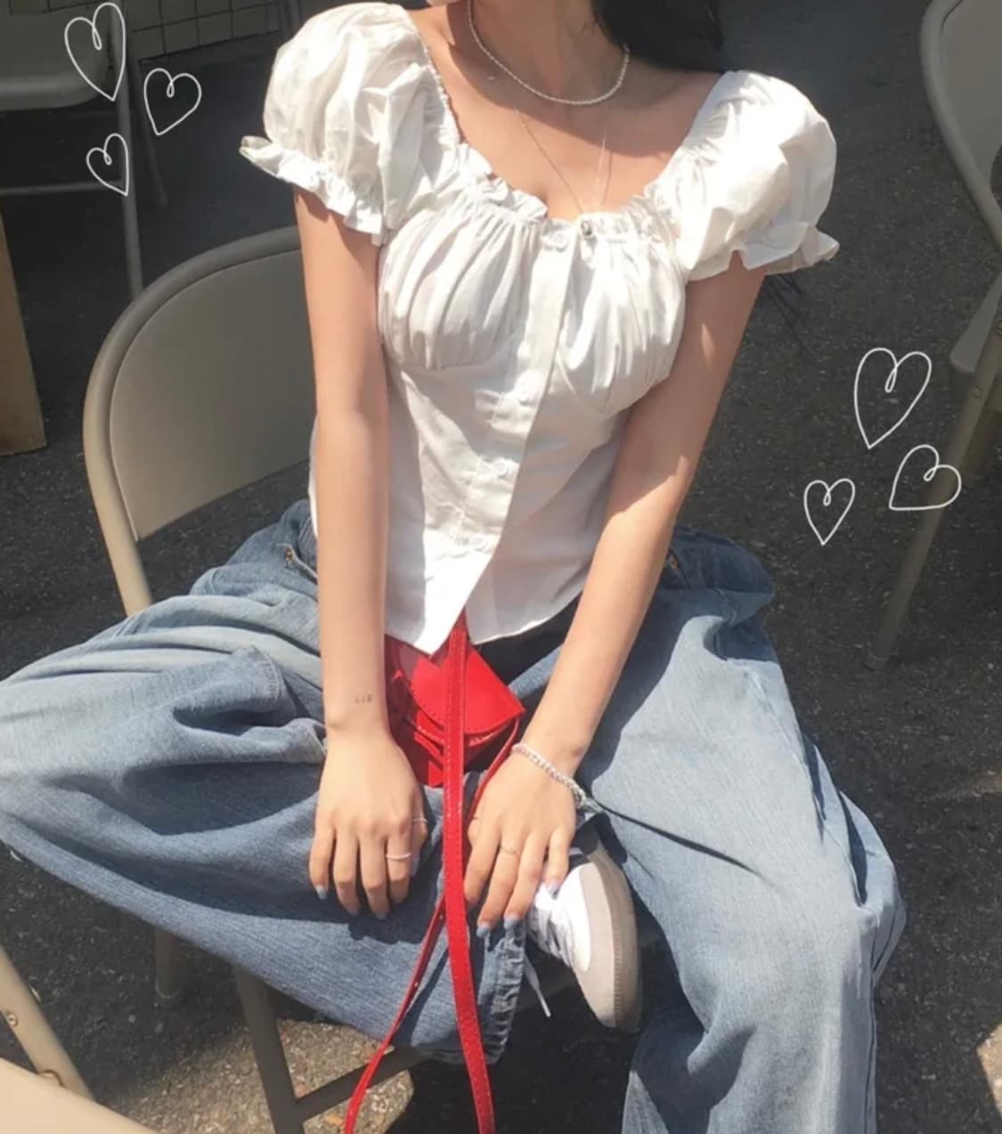 청순 화이트 셔링 블라우스 🫧🧼 상품이미지1