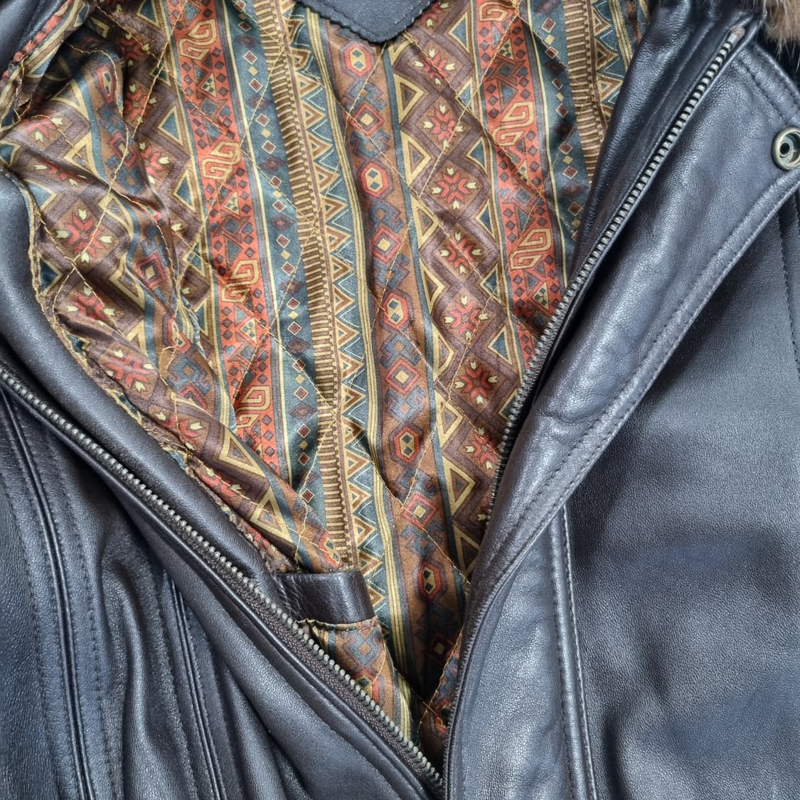 스파지오 브라운 레더자켓 퍼탈부착 상품이미지9