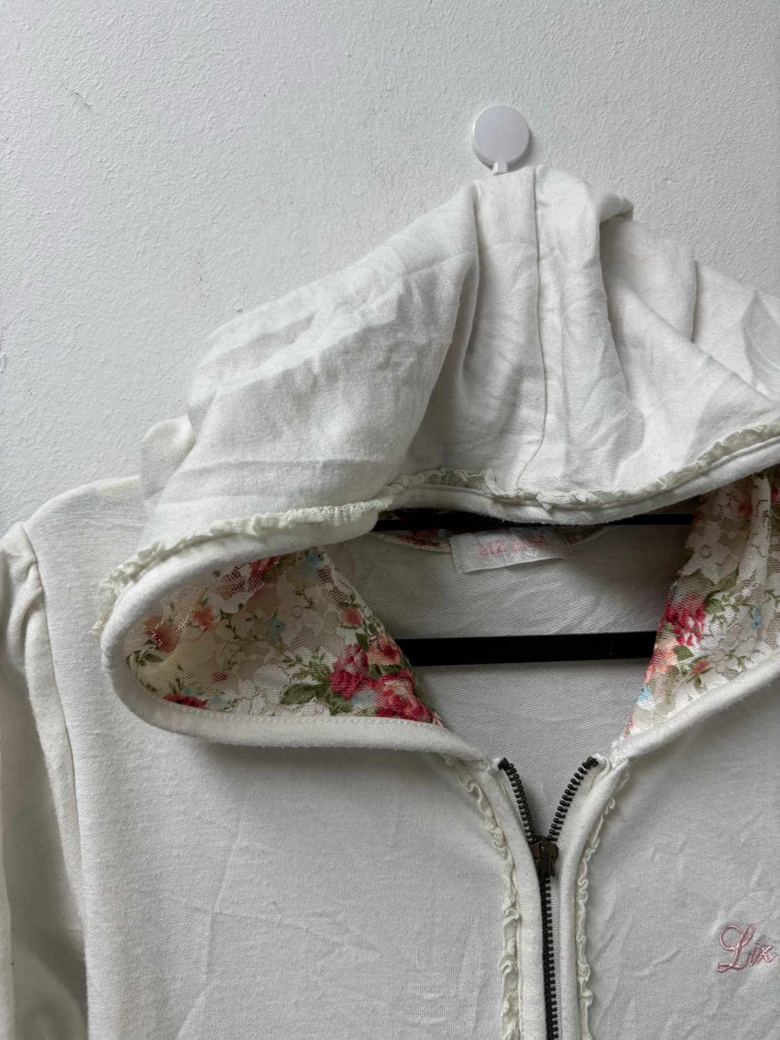 리즈리사 왕리본 화이트 플라워 후드집업 상품이미지4