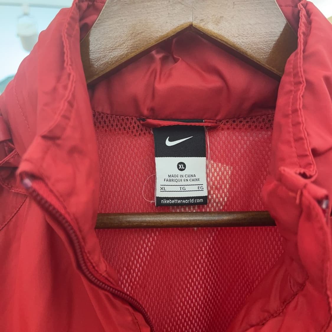 나이키 레드 올드스쿨 오버핏 러닝 후드집업 바람막이 XL C06410 상품이미지5