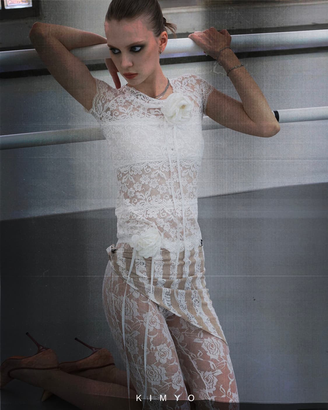Kimyo 키묘 flower track lace top white 레이스 상품이미지3