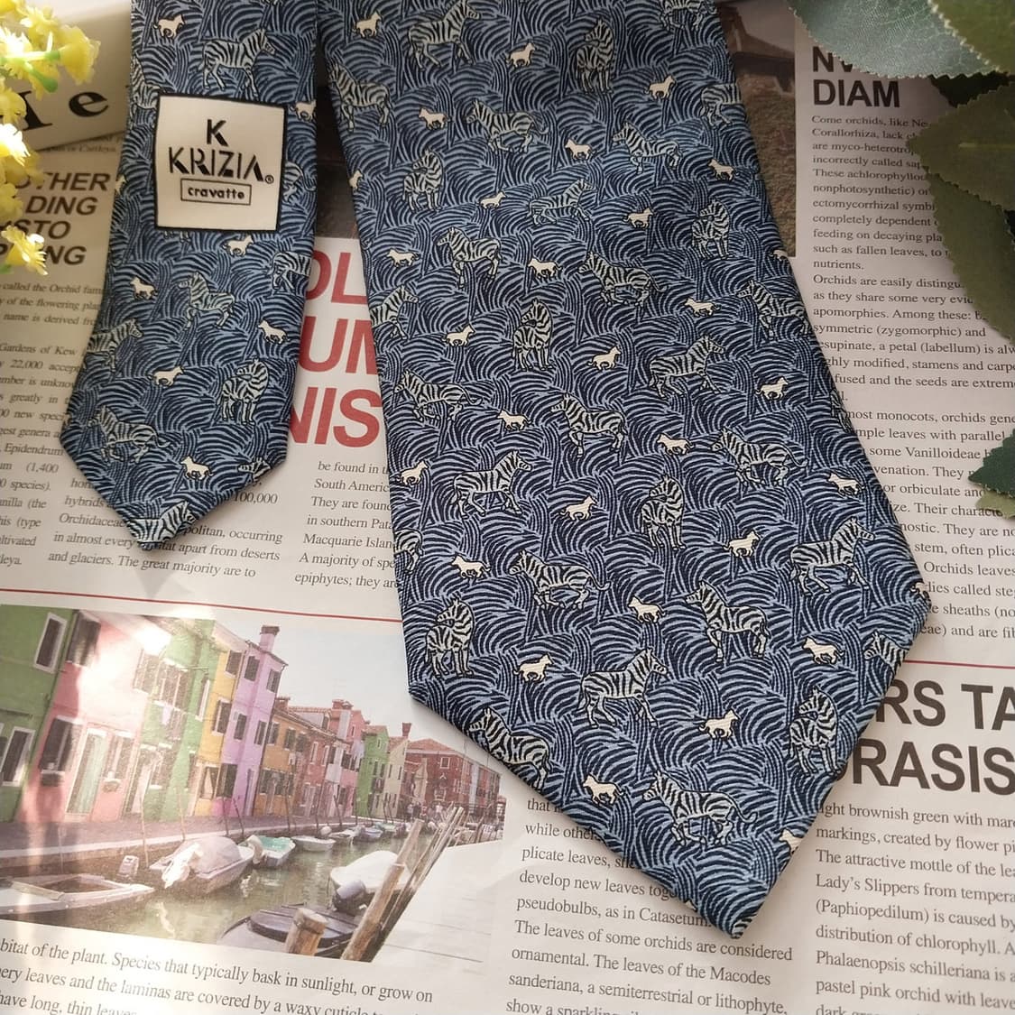 크리지아 실크 블루 얼룩말 패턴 넥타이 9.4cm A+등급 K1328
 상품이미지3