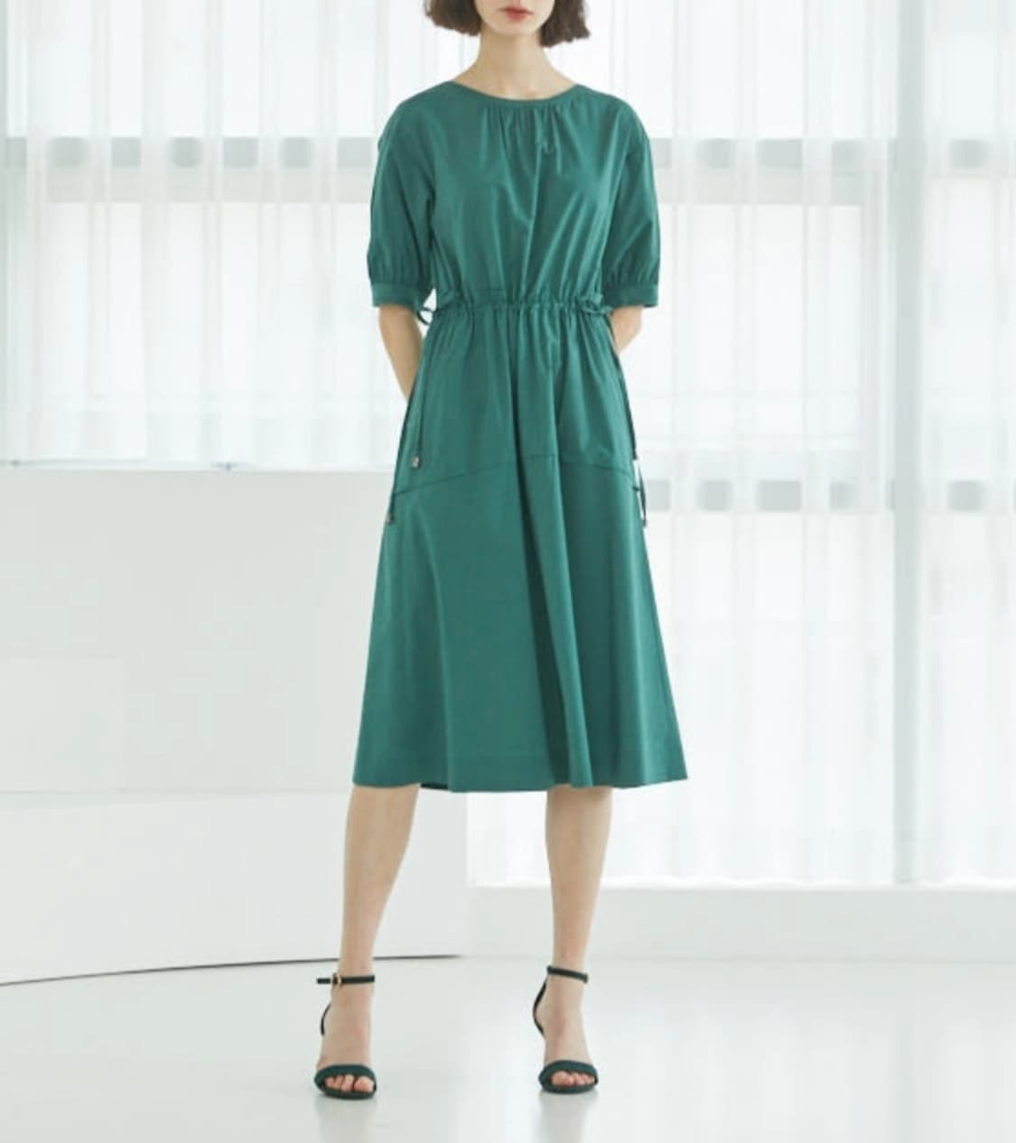 [95]헤지스 레이디스 면혼방 5부소매 원피스 상품이미지1