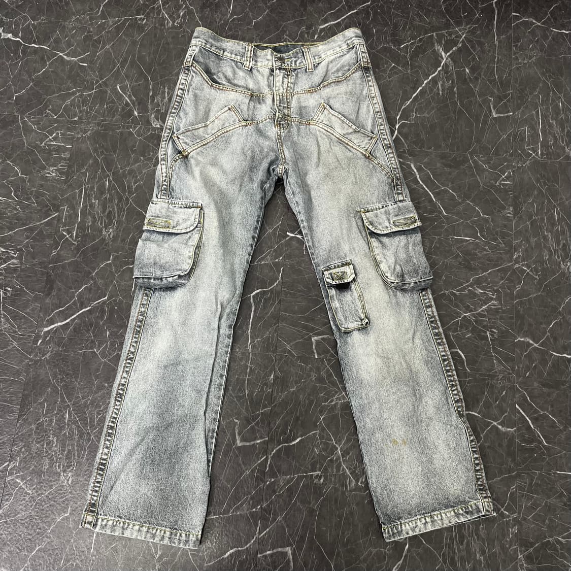 BLUESKIN 아이스 워시드 와이드 데님 카고 팬츠 상품이미지5