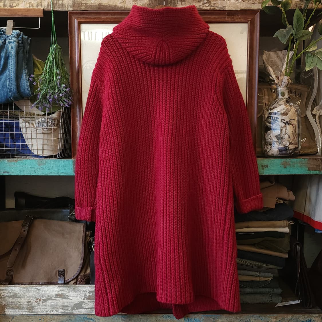 90s 폴로 랄프로렌 블러드 메리 핸드니트 울 더플 코트 M 상품이미지2