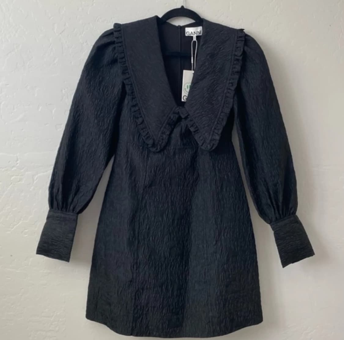 GANNI 가니 블랙 퍼프 소매 미니 드레스 34 상품이미지10