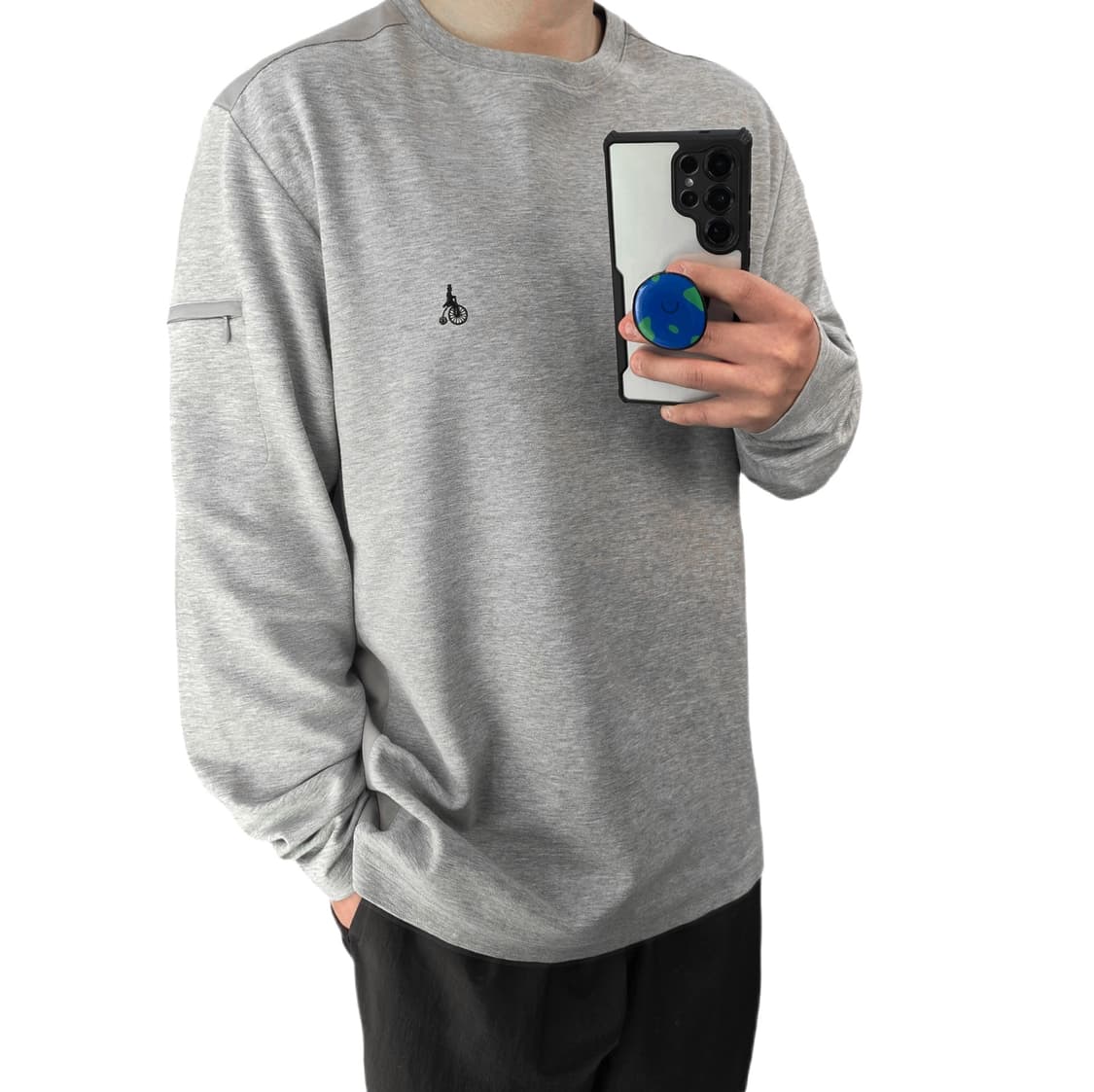 105 빈폴스포츠 나일론 배색 긴팔티셔츠 그레이 상품이미지1