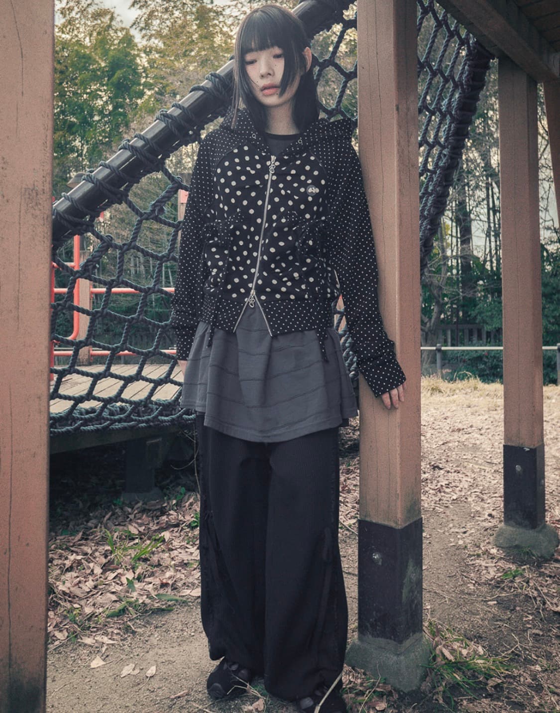 허그유어스킨 도트 빅 포켓 후드집업 상품이미지2