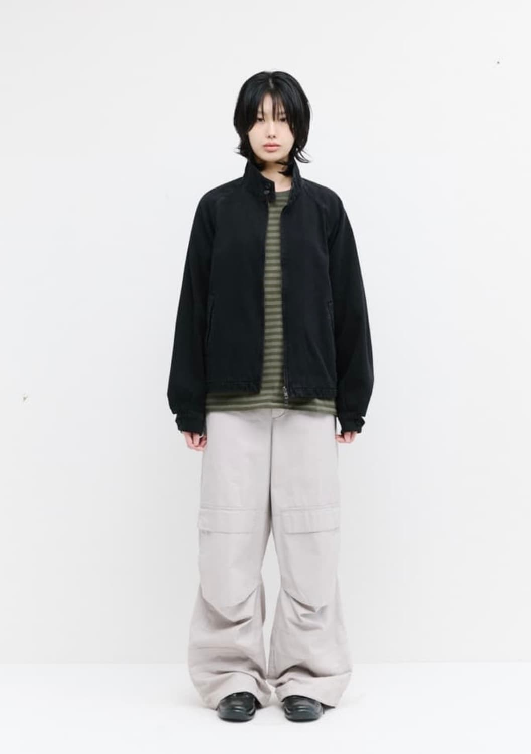 [4] 해칭룸 데님 해링턴 자켓 블랙 상품이미지1