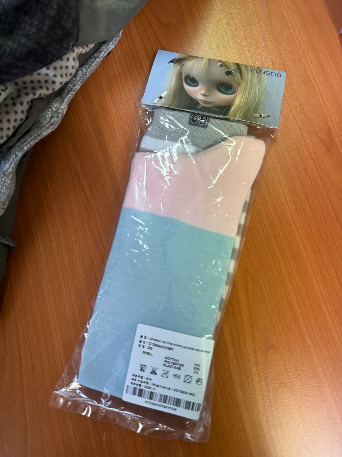 코이세이오 X 브라이스 스트라이프 레이어드 삭스 핑크 상품이미지4