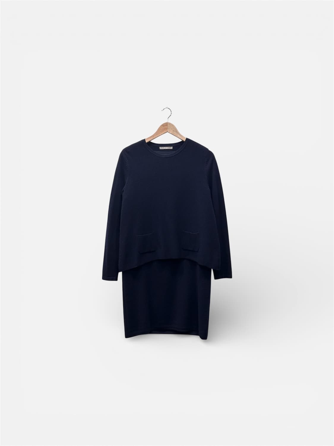 BCBG 울100 니트 원피스 네이비 85사이즈 하객룩 상품이미지1