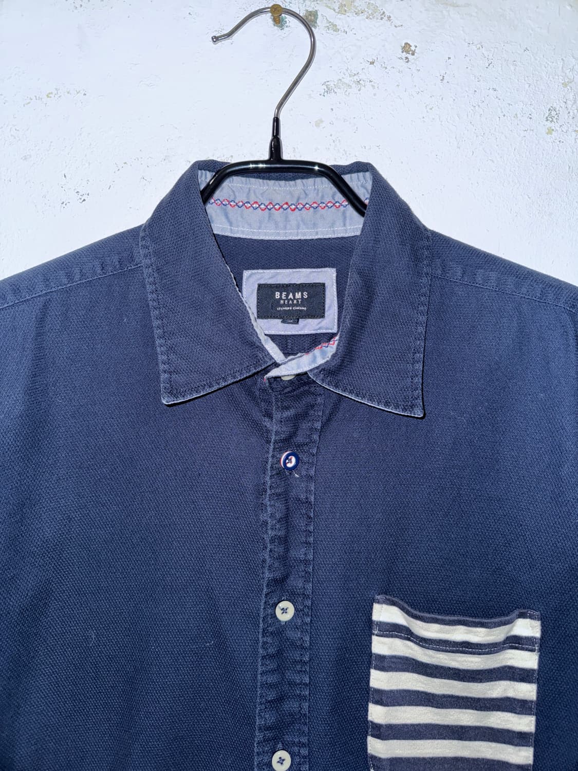 BEAMS 네이비 7부 셔츠 상품이미지2