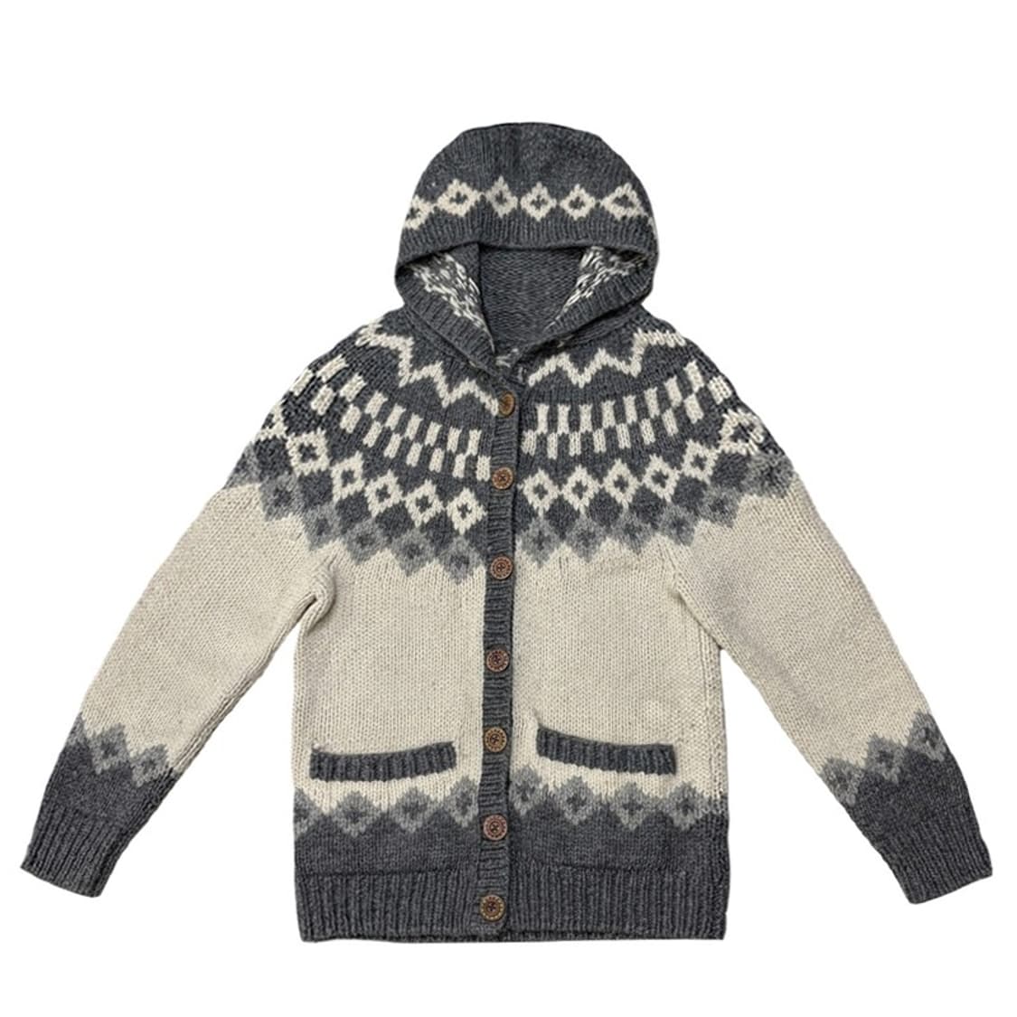 코위찬 노르딕 패턴 후드 가디건 F 상품이미지1