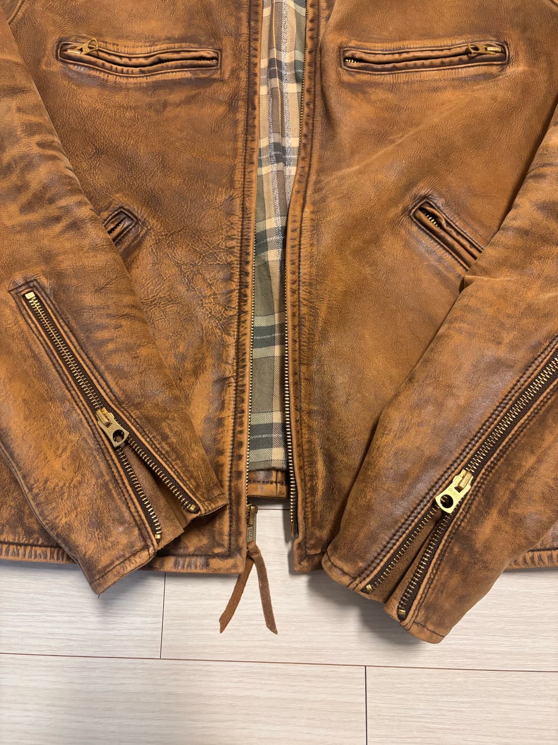 (Msize) rrl 모토 가죽 자켓 상품이미지3