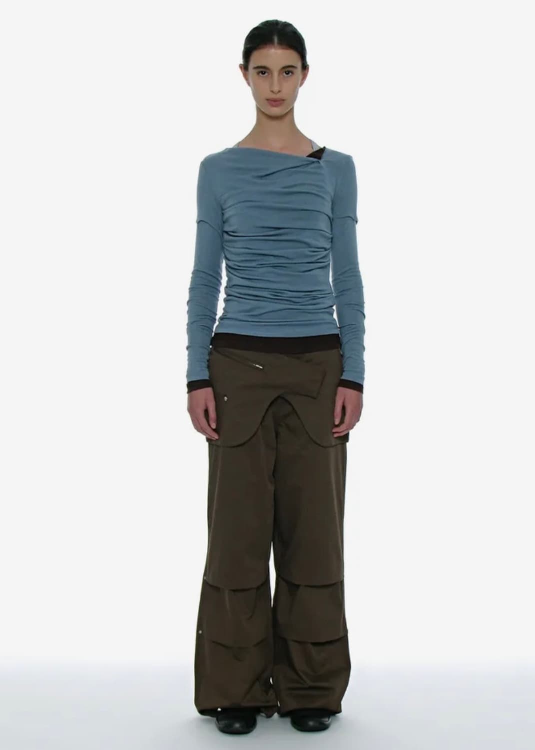 2WAY 벨티드 레이어드 파라슈트 팬츠_브라운 상품이미지1