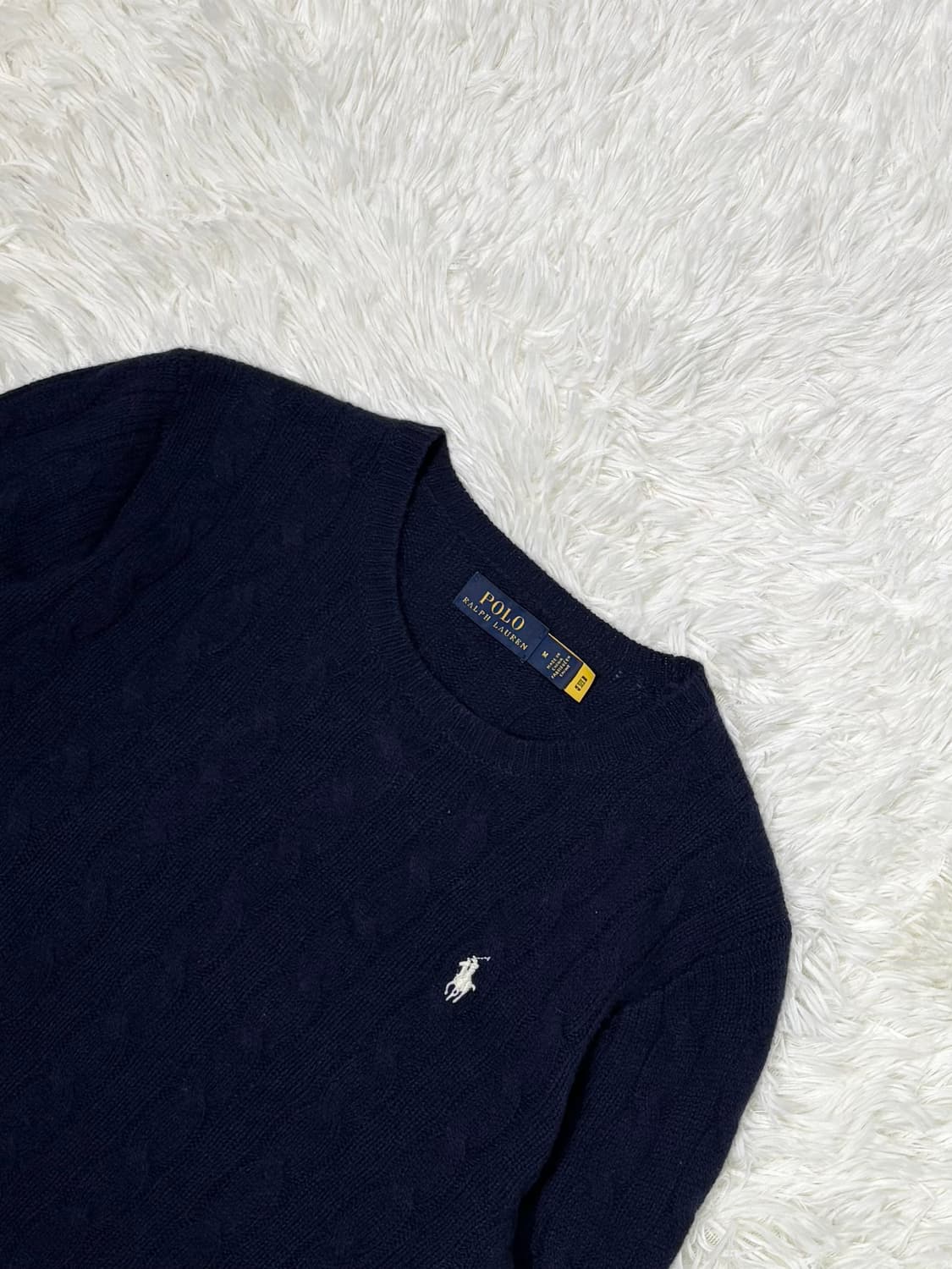 폴로랄프로렌 화이트포니 네이비 캐시미어 qr 케이블니트 상품이미지4