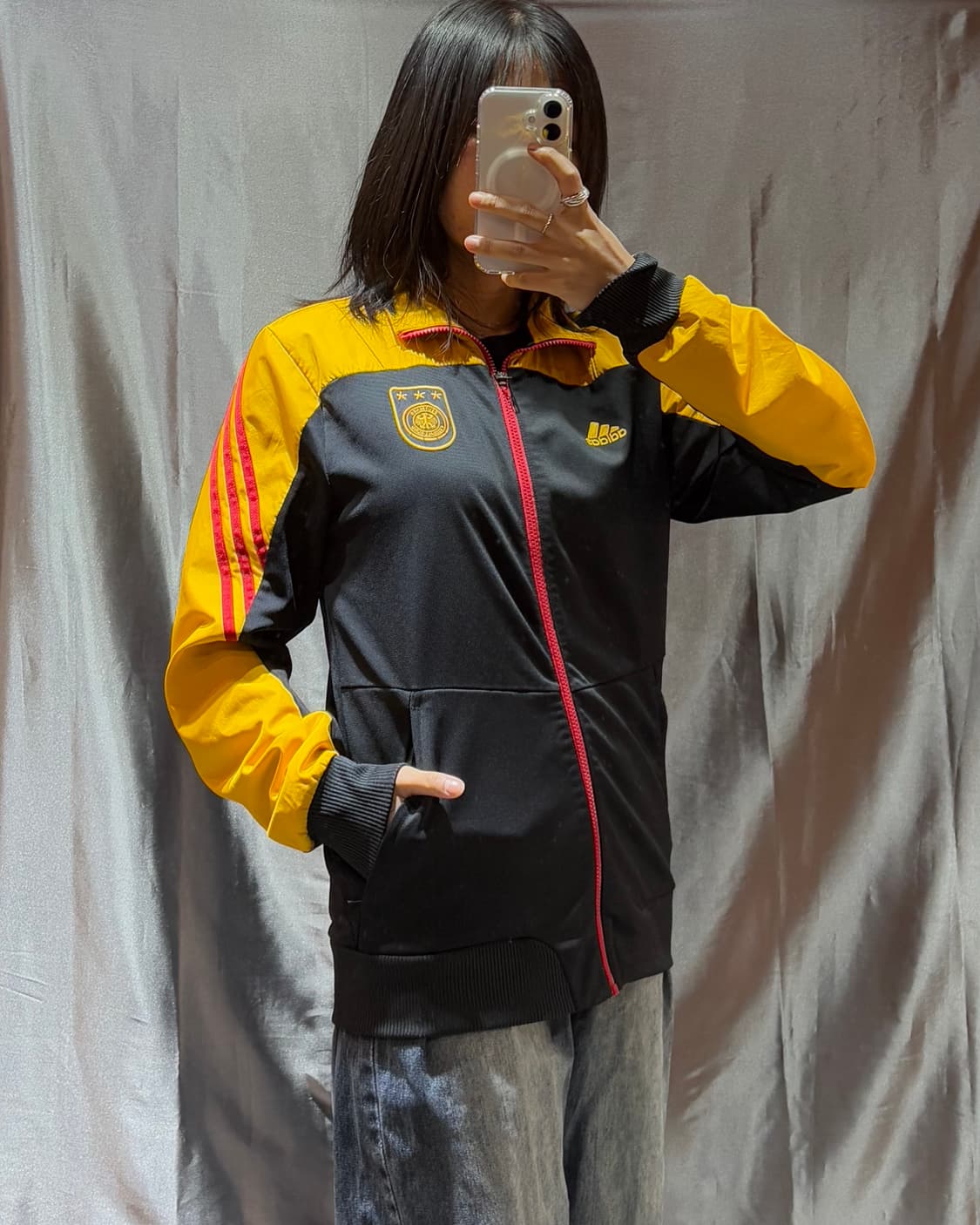 S 아디다스 독일 삼선로고 옐로우 배색 트랙탑 상품이미지1