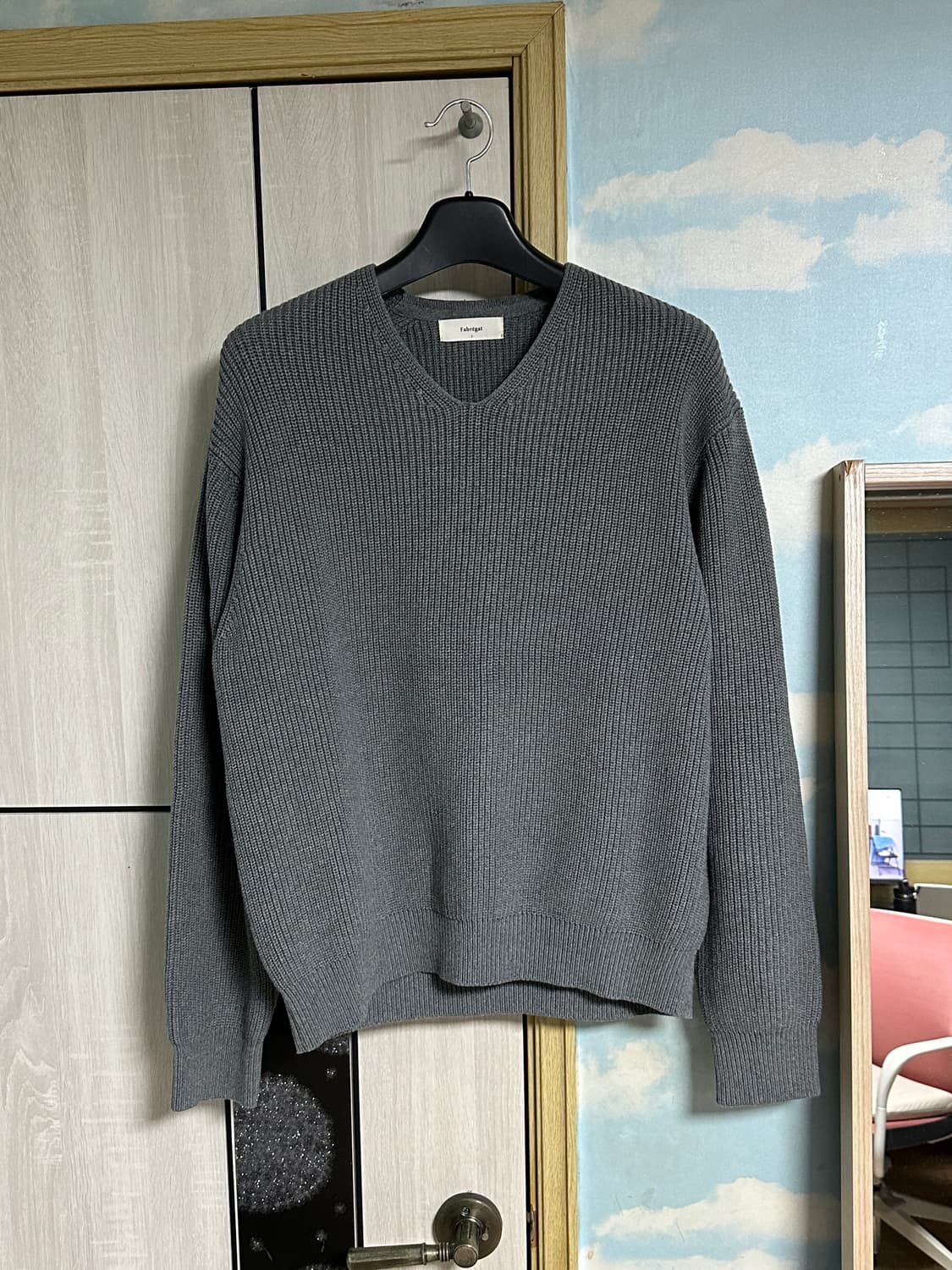 (3) 파브레가 헤비 코튼 브이넥 니트 그레이 상품이미지2