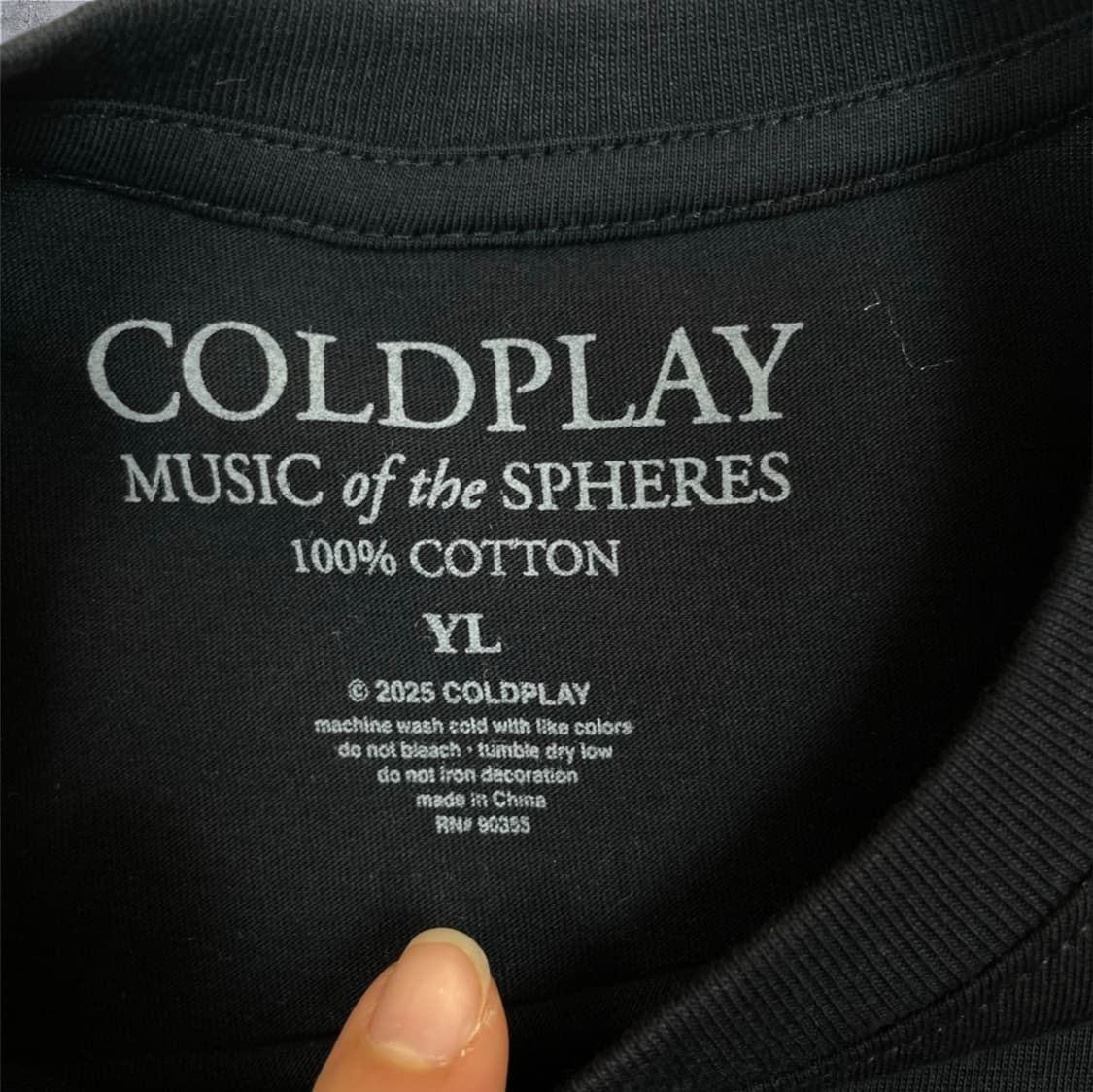 콜드플레이 뮤직 오브 더 스피어스 월드투어 블랙 반팔 티셔츠 YL 상품이미지3