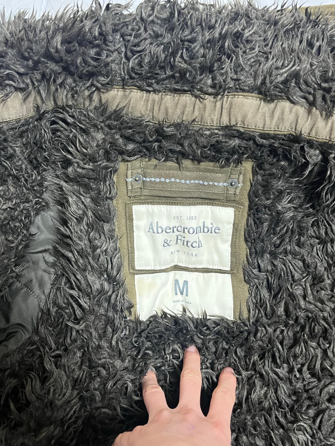 아베크롬비 울프죠 카키 털안감 후드집업 M 상품이미지3