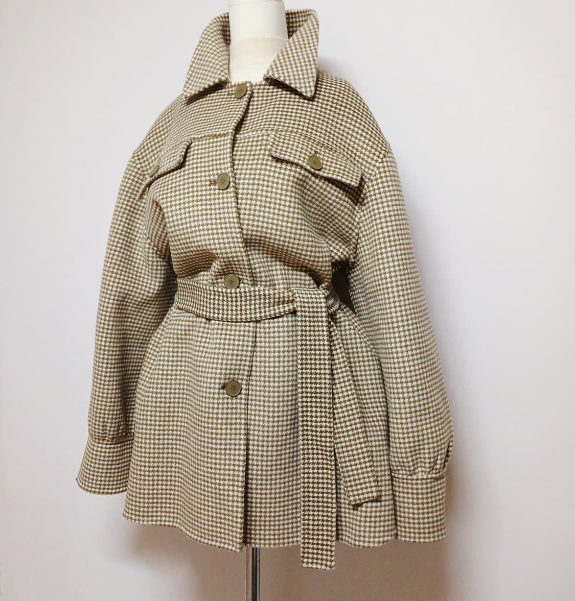 산드로 sandro 하운드투스 체크  벨트 자켓 상품이미지5