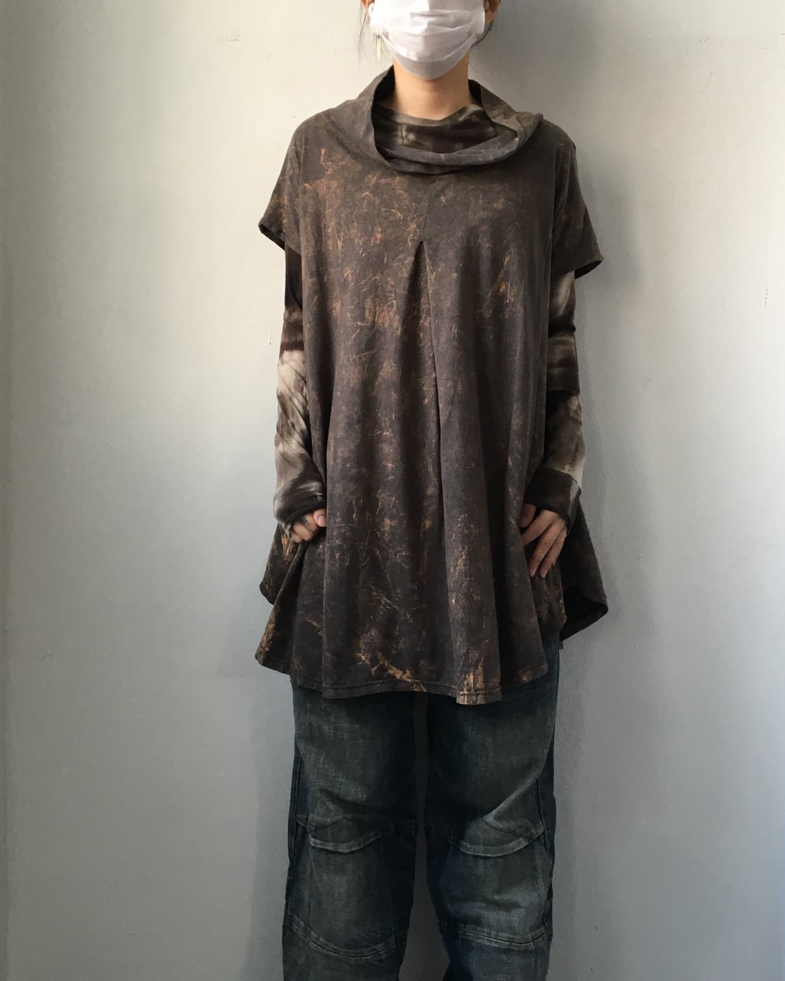 Dyed printing unbalanced onepiece 상품이미지1