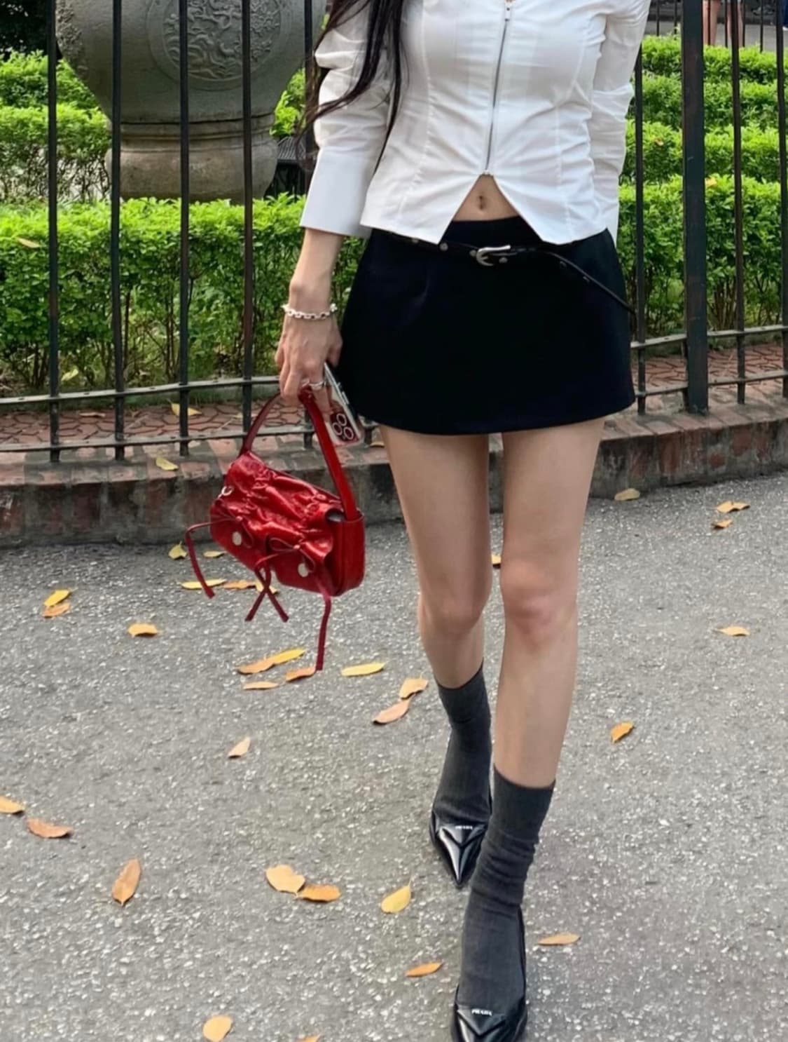 [M] 카키포인트 미니스커트 팬츠 블랙 상품이미지3