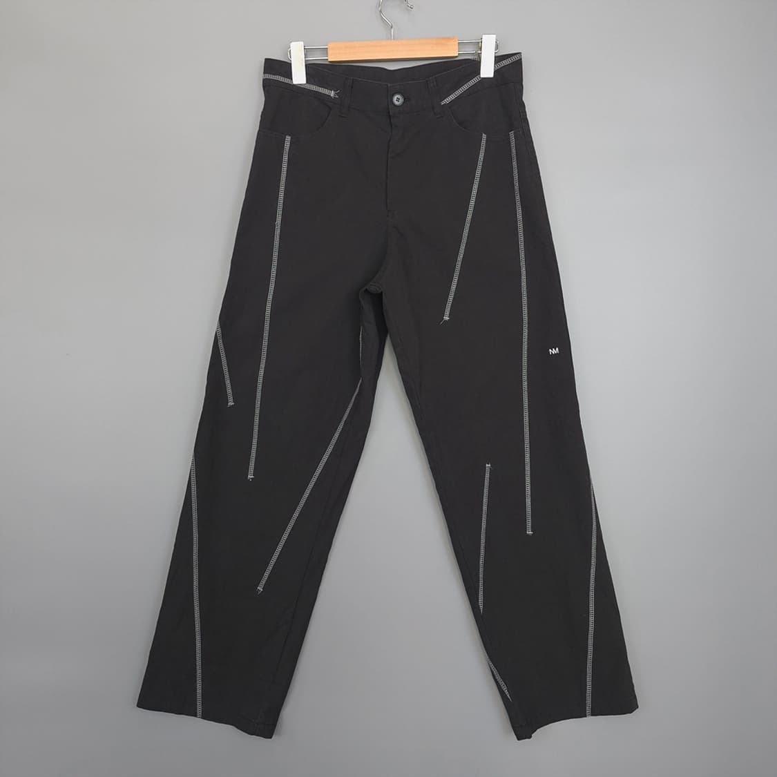 노매뉴얼 S.L PANTS 절개 배색 디테일 블랙 팬츠 M 상품이미지2