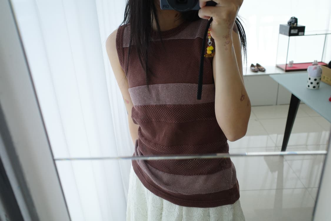 Mesh stripe sleeveless 상품이미지1