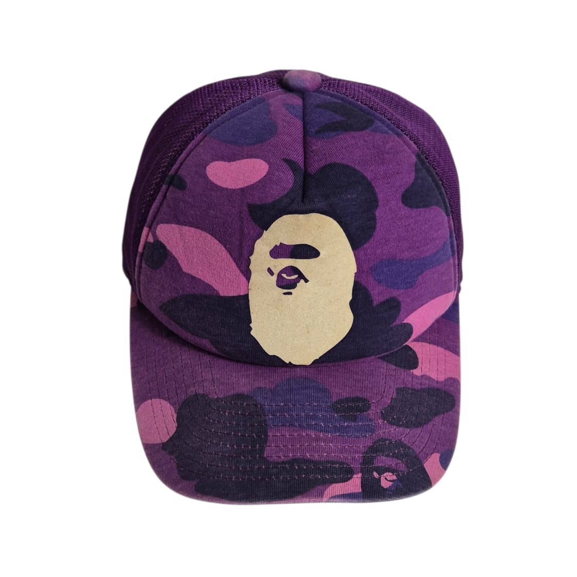 BAPE) 아카이브 베이프 퍼플 카모 에이프 헤드 매쉬캡 상품이미지1