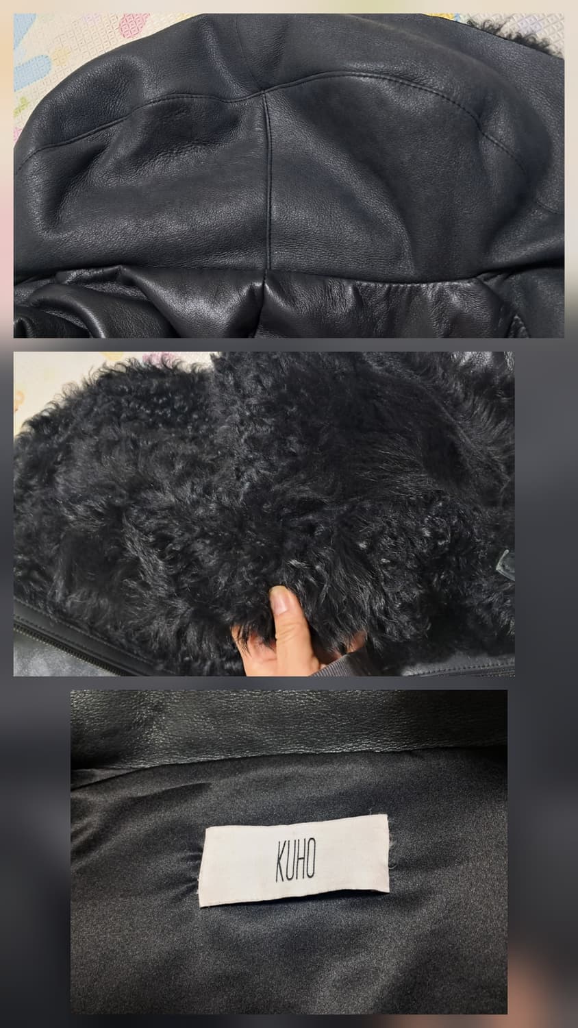 KUHO 구호 가죽 리얼 양털퍼 패딩 무스탕 55~날씬66 상품이미지9