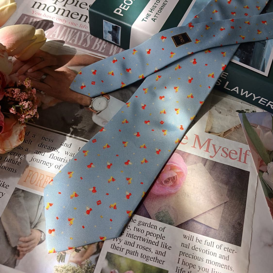 펜디 실크 스카이블루 펠리컨 패턴 넥타이 9cm A+등급 E794
 상품이미지3