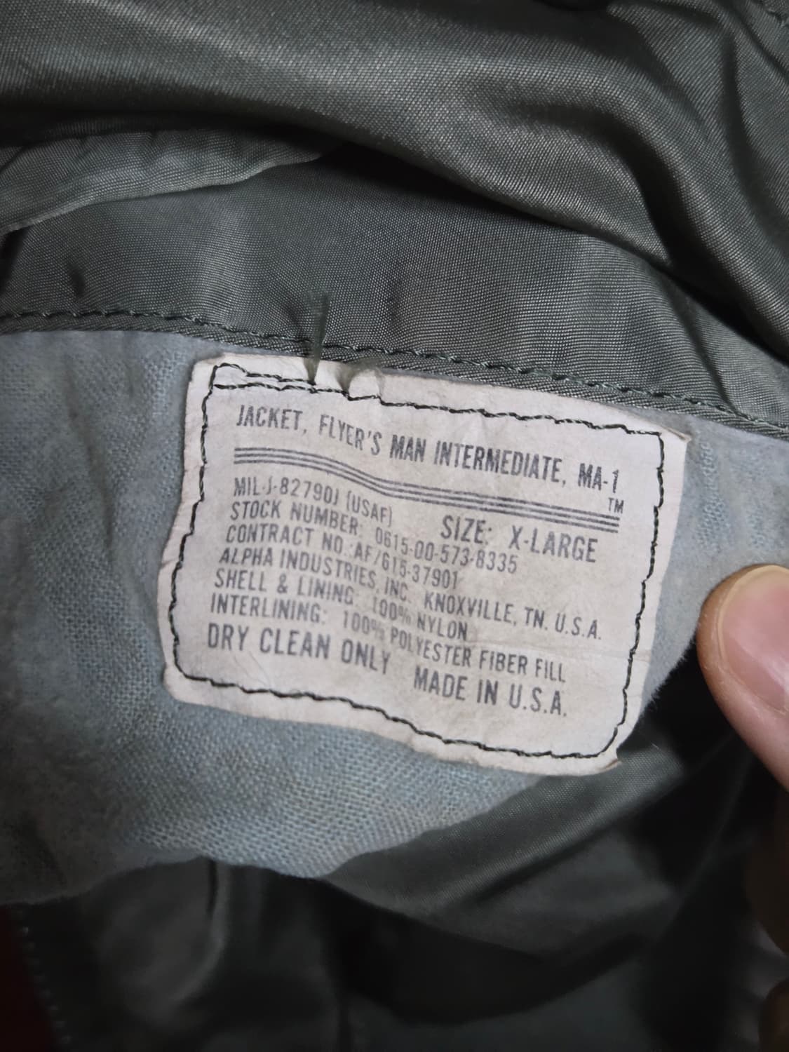 90's 알파인더스트리 MA-1 군납버전 XL 상품이미지4