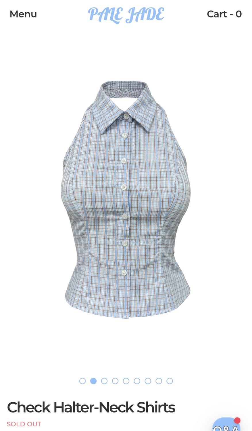페일제이드) Check Halter-Neck Shirts Sky Blue 상품이미지1