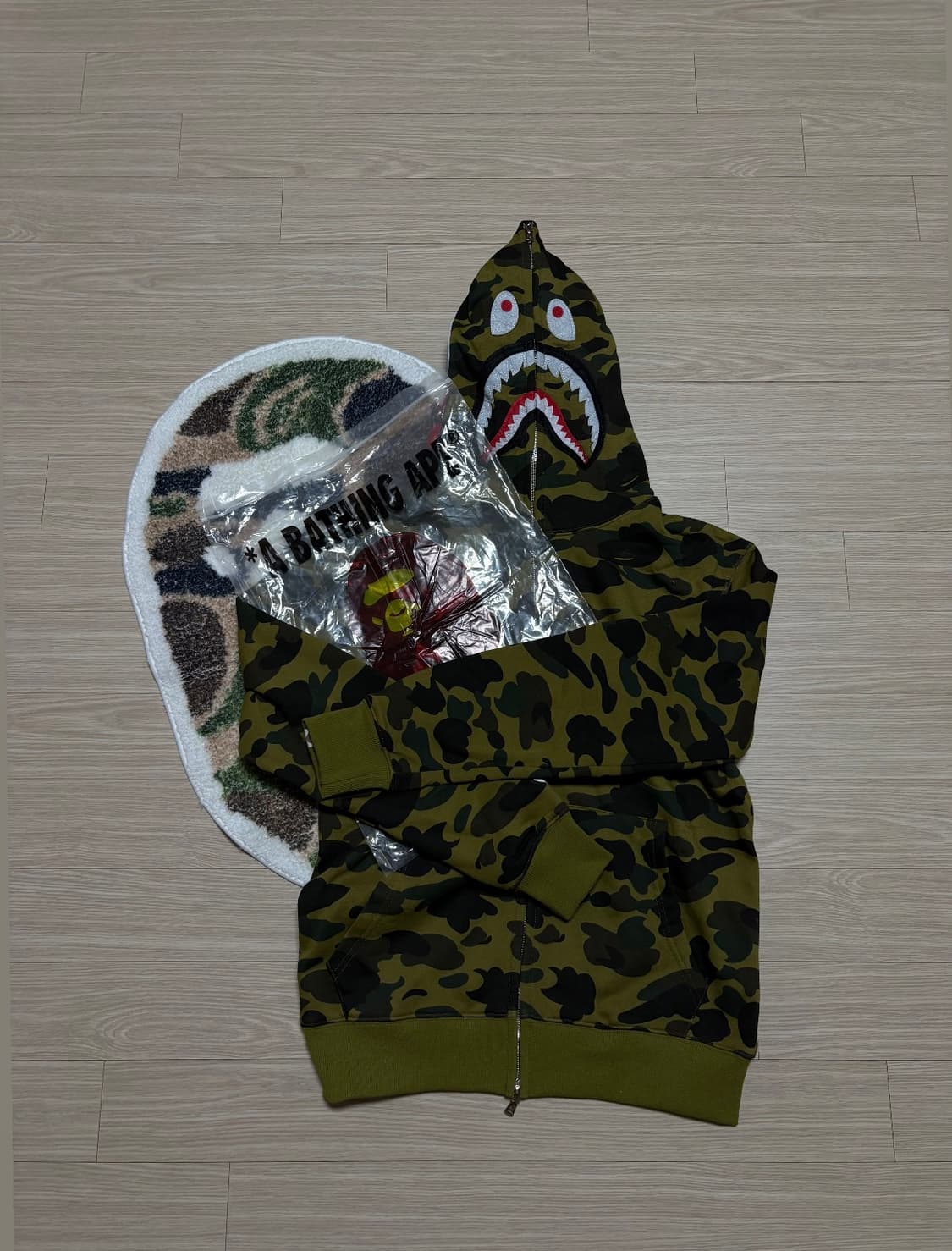 베이프 샤크 후드집업 M 녹색 상품이미지1