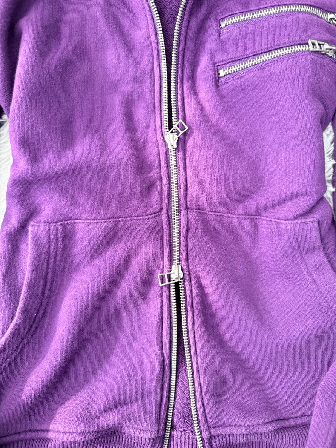 Y2K 그런지 딥퍼플 투웨이 후드 집업 상품이미지4