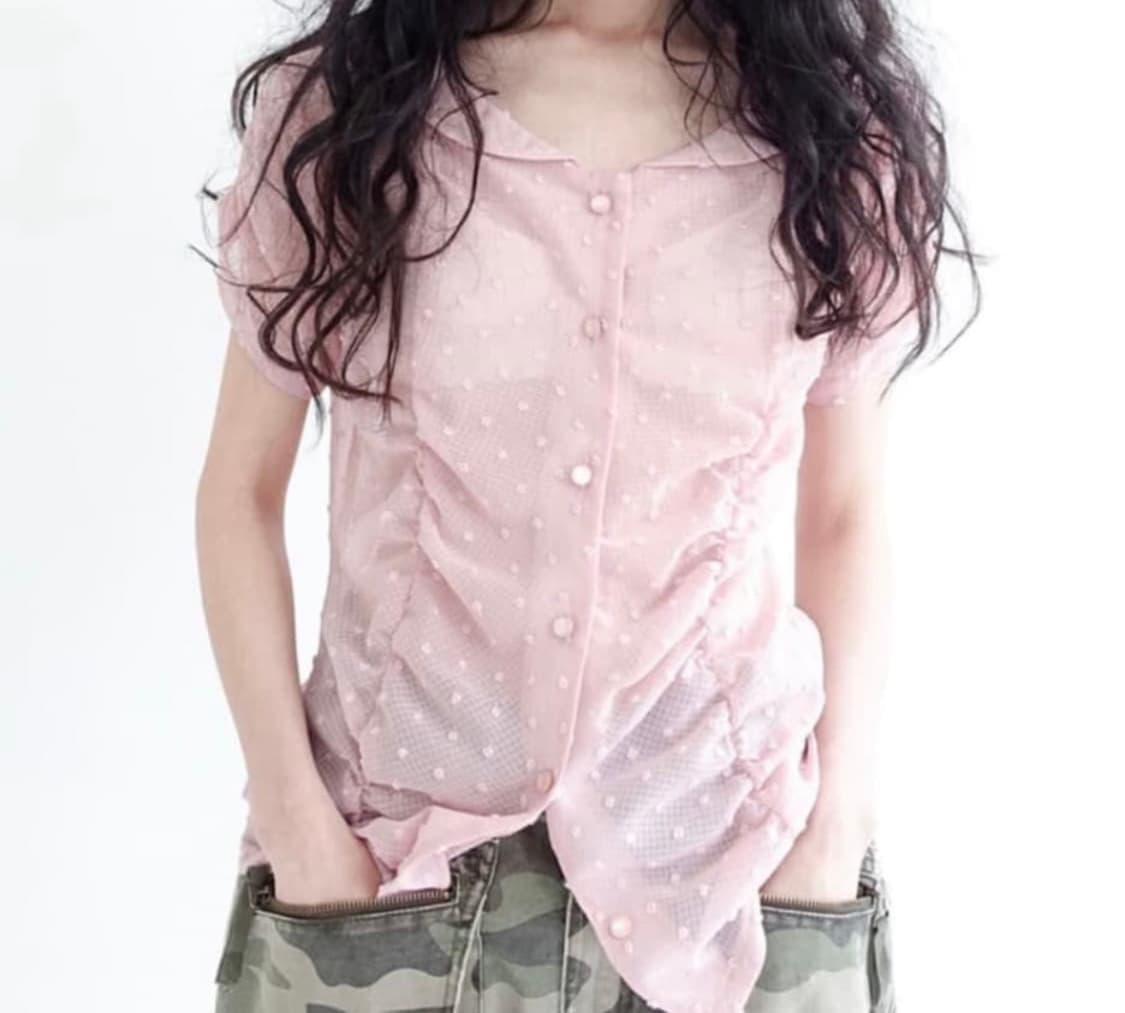 샵페어리 도트 핑크 블라우스 상품이미지1