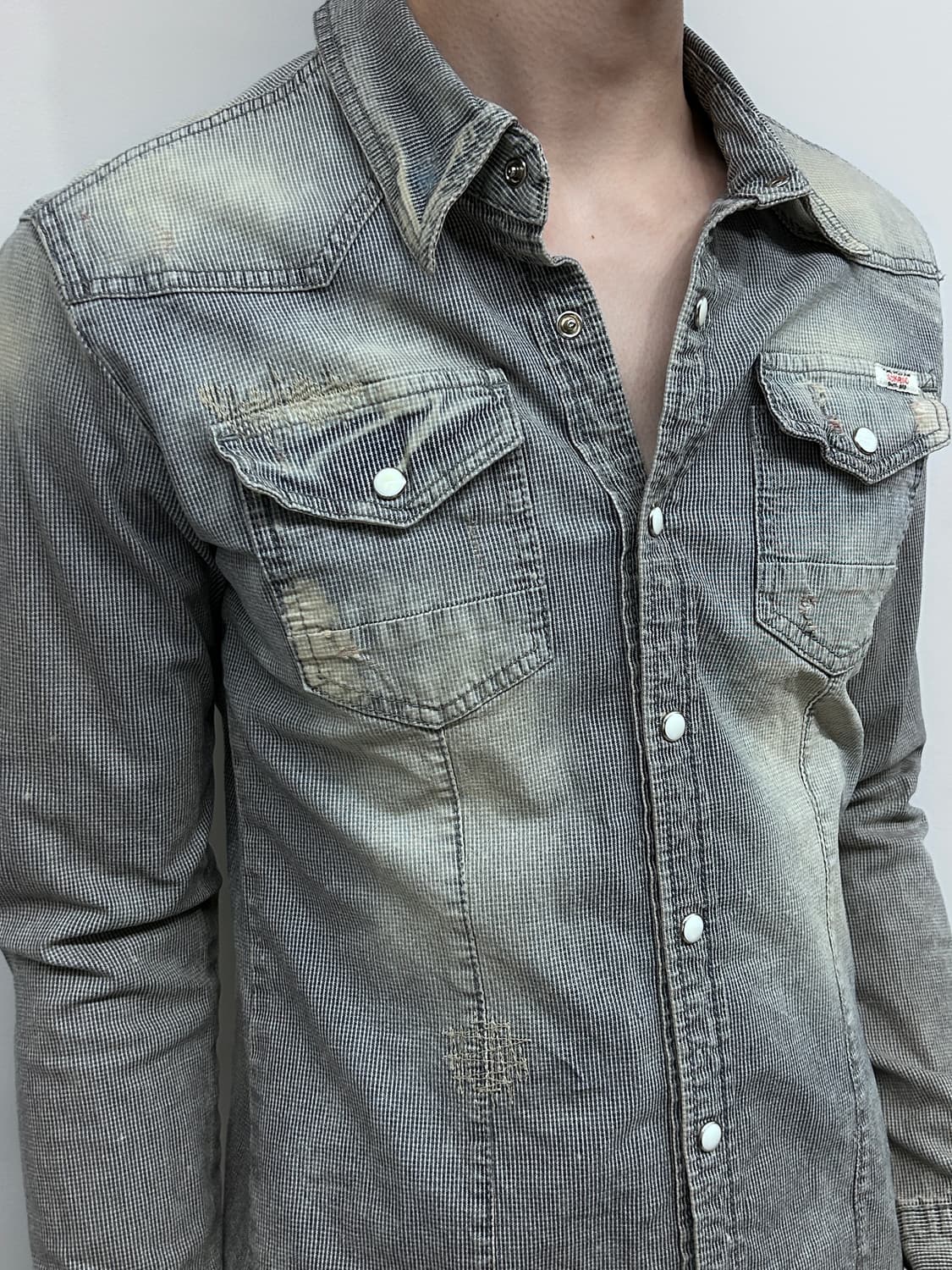 버커루 페이딩 웨스턴 데님 셔츠 상품이미지2