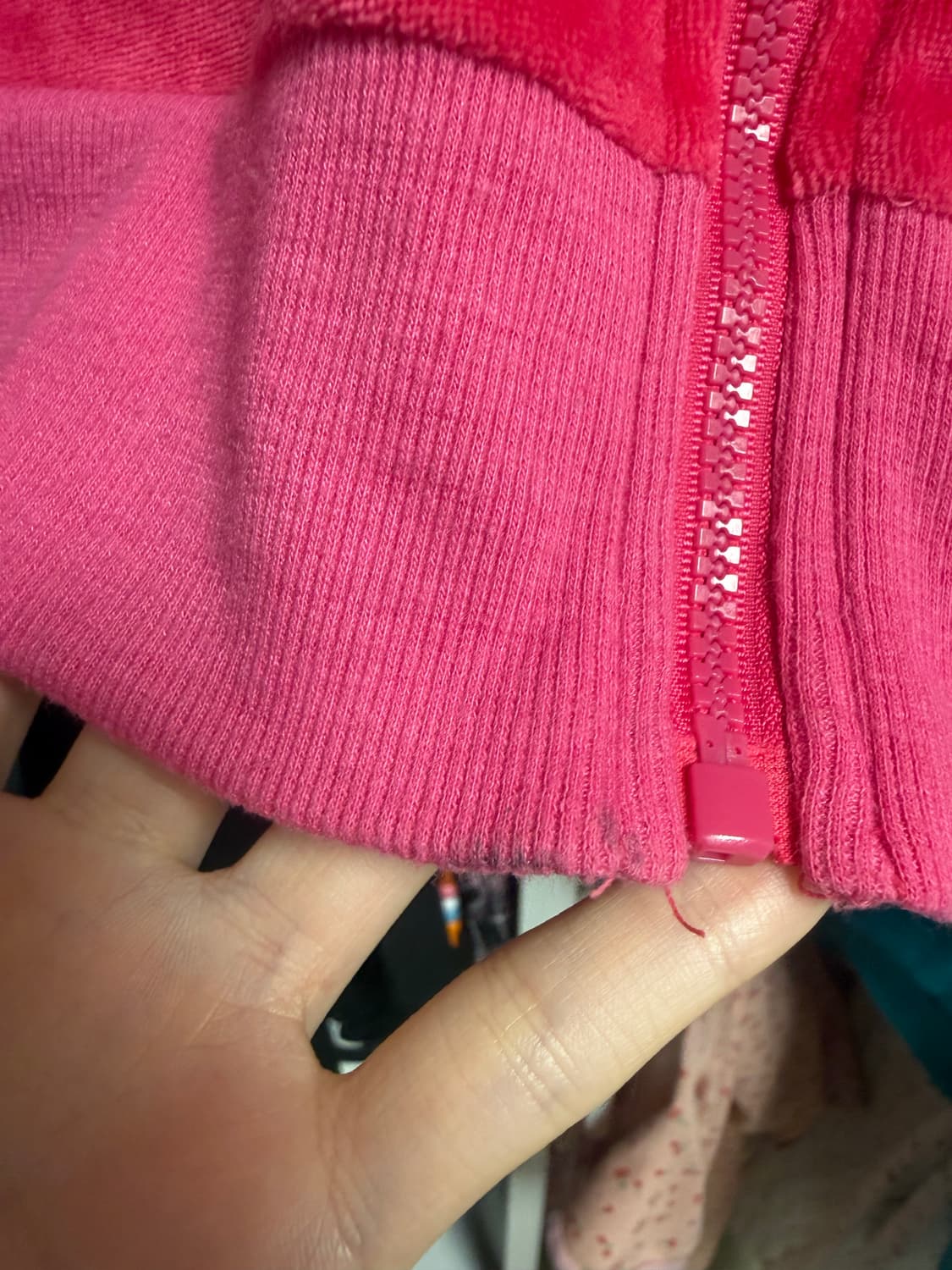 빈티지 핀터깔 갸루 형광핑크 벨벳 후드집업 트레이닝 세트 상품이미지5