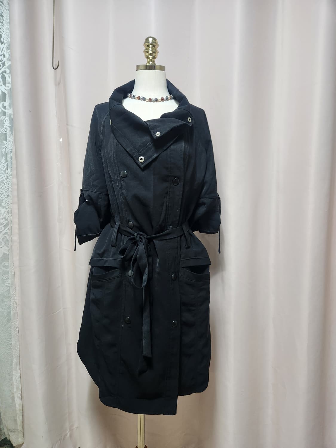 톰보이 벨트 블랙 트렌치 코트 상품이미지1